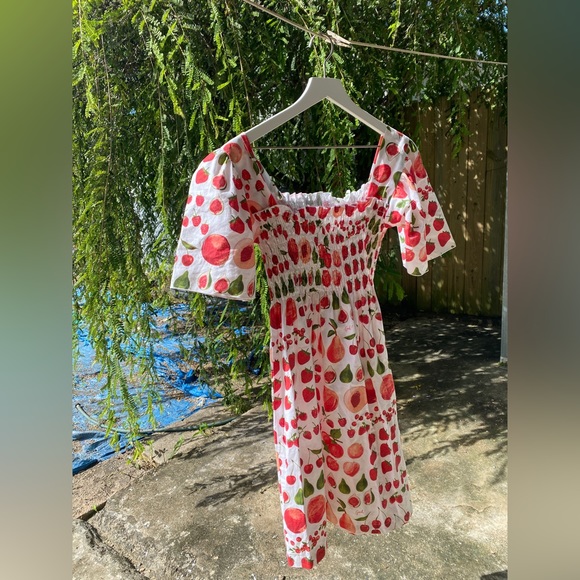 *SOLD* RARE NWT “Lisa Says Gah” Toni Fruit Print Smocked Bust Dress - Picture 4 of 16